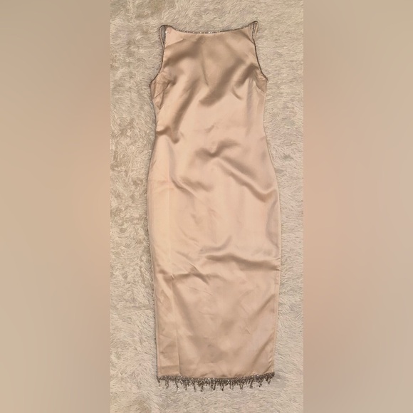 New HOUSE OF CB 'Margiela' Ivory Crystallised Midi Dress sz M - Picture 5 of 11